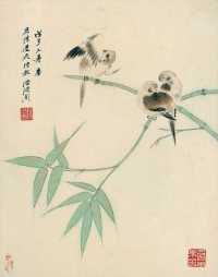 陈从周 戊子（1948年）作 花鸟 镜心